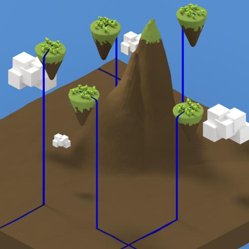 Low Poly Floating Islands over Mountain preview image